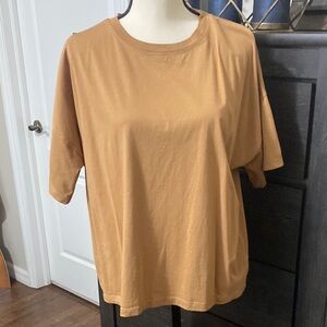 Christian Siriano Tan Boxy Short Sleeve Tee